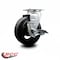 Service Caster 5 Inch Rubber on Cast Iron Swivel Caster with Roller Bearing and Brake SCC SCC-20S520-RSR-TLB - alternate 3